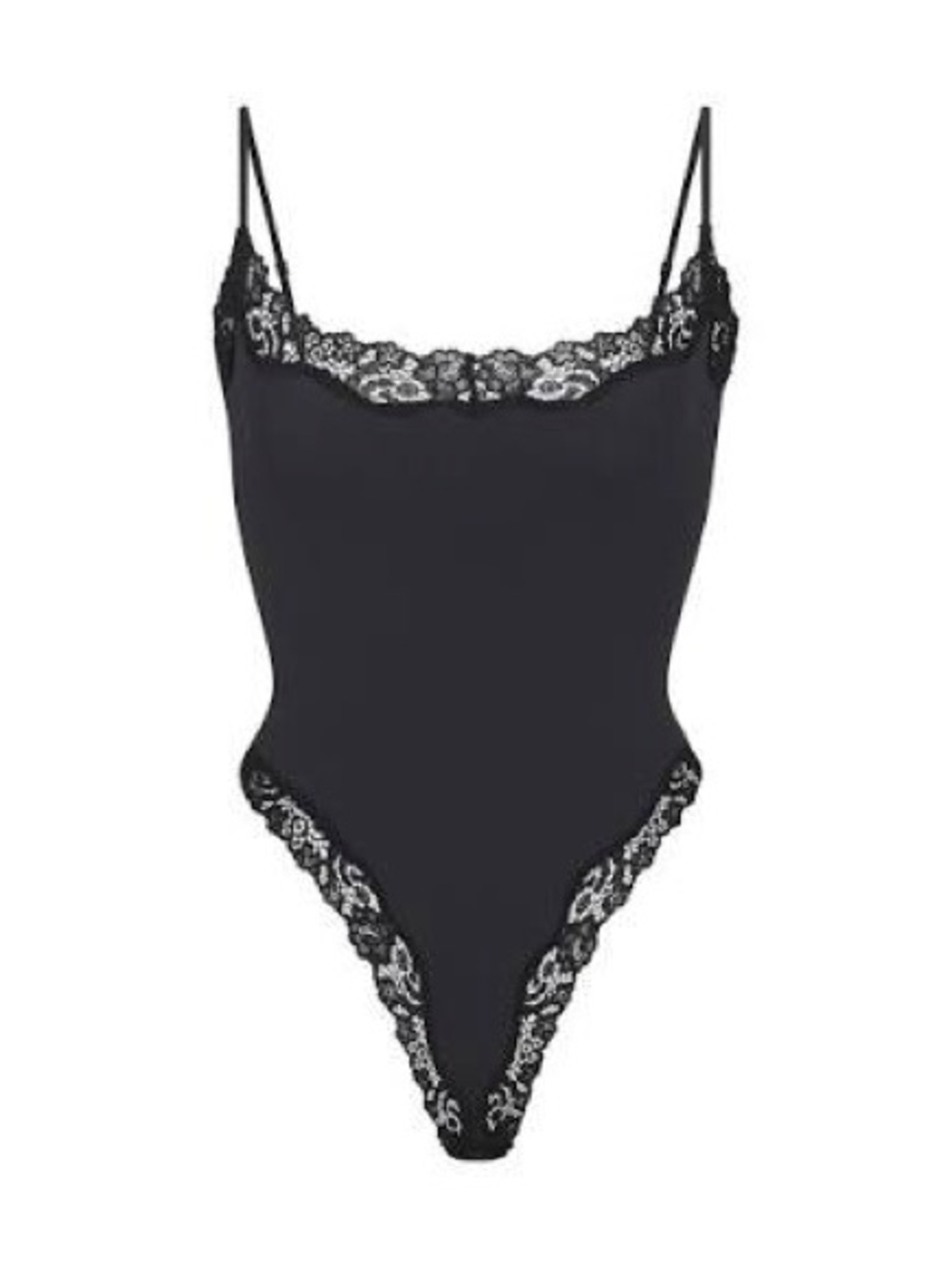 SKIMS Black Lace-Trim Bodysuit with Label Detail - Picture 5 of 5